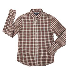 Polo Ralph Lauren Natural Stretch Button Up Shrirt Boy's XL 18-20 Red Plaid Long